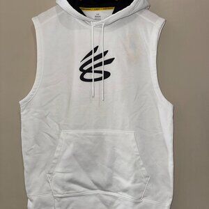 Under Armour Steph Curry Fleece Sleeveless Hoodie White 1374301-100 Men’s L NEW